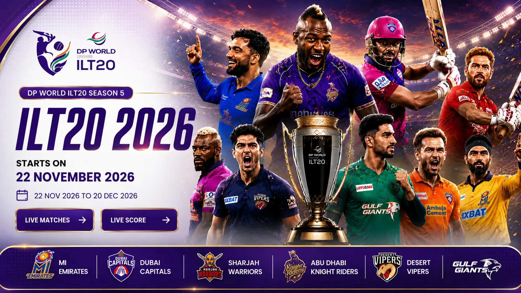 ILT20 2026 Schedule Teams Live Score Hero Banner